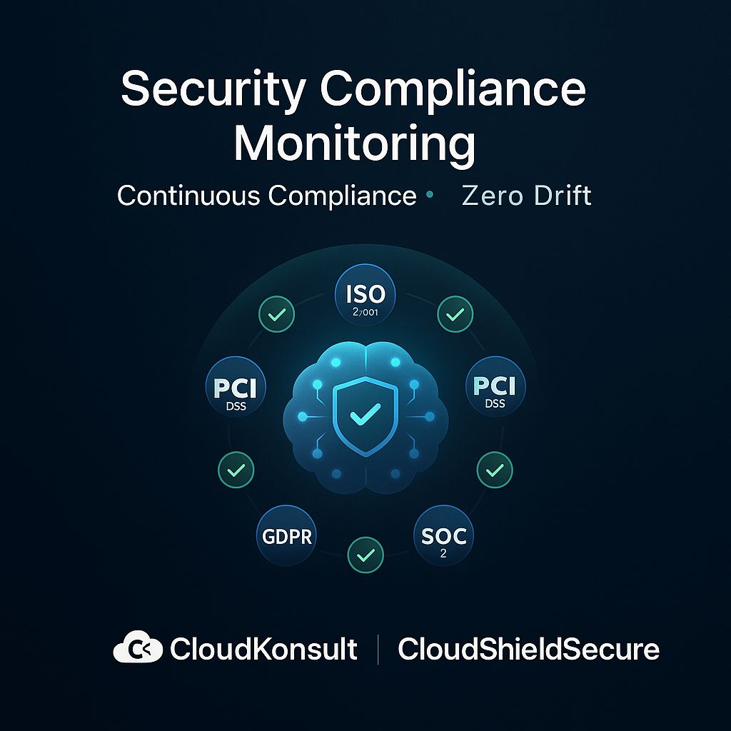 Security compliance monitoring for ISO, PCI DSS, GDPR and SOC 2 using AI